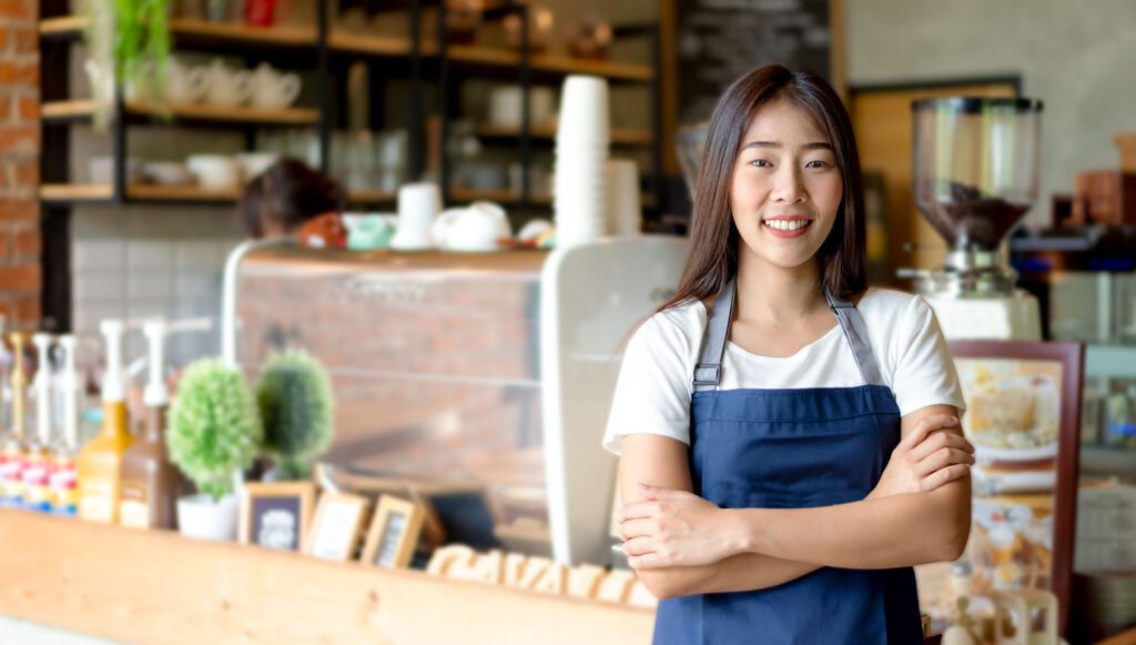 small-business owner in coffee shop
